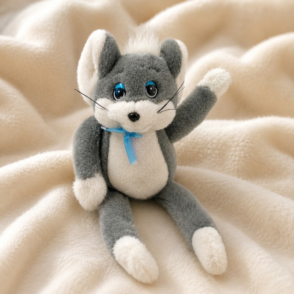Vintage 1989 House of Lloyd Motor Mouse Plush Gray White Stuffed Animal 14 Inch